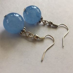 Blue Agate Ball Earrings.